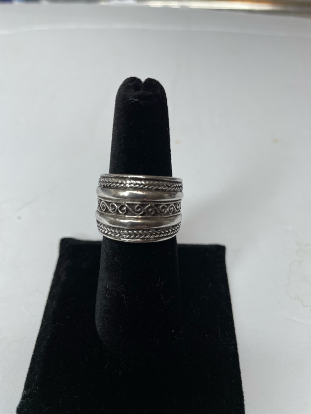 Sterling Silver Scroll Band Ring - Size 7.5